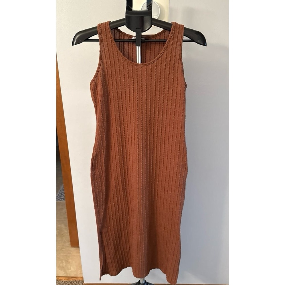 Ekouaer Women's Brown Rib Knit‎ Maternity Dress Size Small